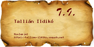 Tallián Ildikó névjegykártya